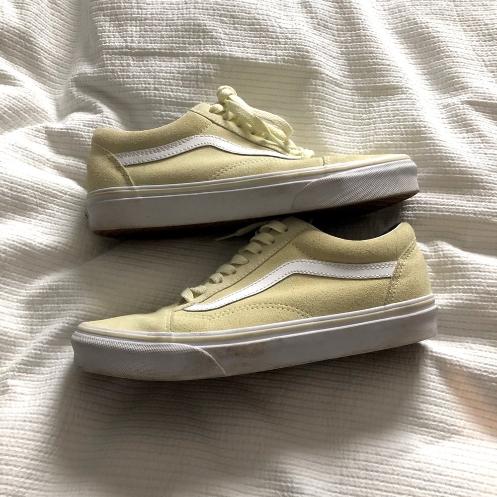 Vans Pale Yellow Suede Shoes - Size 8